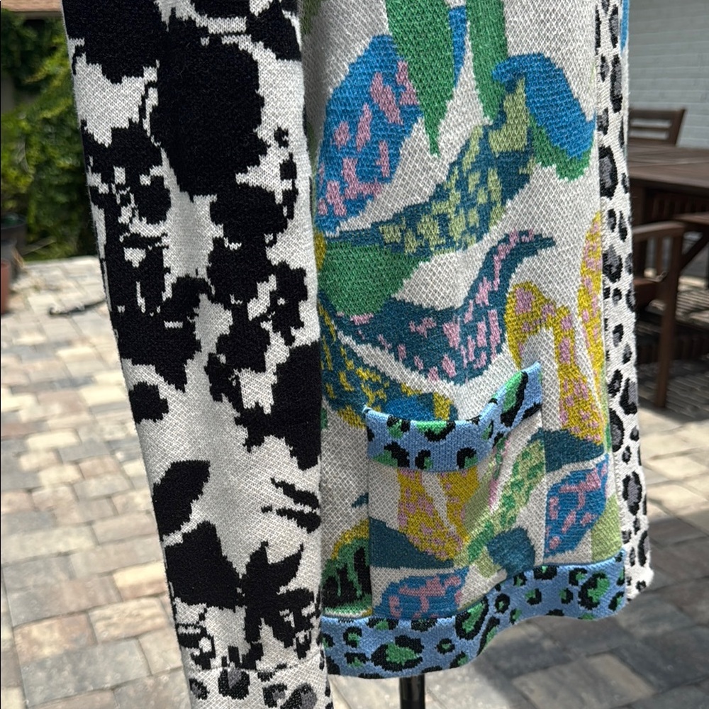 Maeve Anthropologie Savannah Contrast Colorful Patterned Cardigan Size XS - Picture 8 of 14